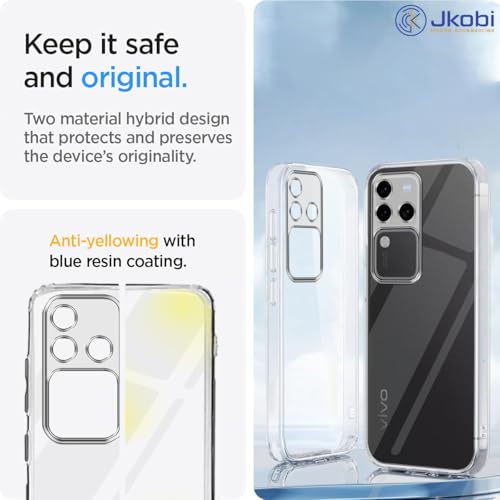 Image of Jkobi Back Cover for Vivo V30 Pro 5G (Silicone Clear Shockproof Case with Camera Protection | Soft and Flexible | Transparent)