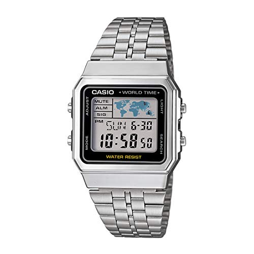 Image of Casio Unisex Vintage A500WA-1DF Black Digital Dial Silver Stainless Steel Band D133