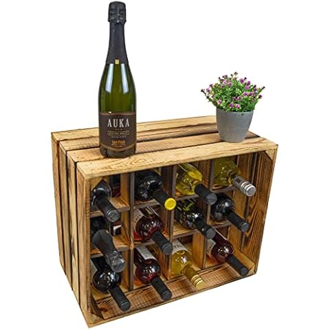 Kistenkolli Altes Land Flaschenregal Henry Geflammt Maße ca. 50x40x30cm Flaschenablage Weinregal Holz/Wine Rack stapelbar schmal Cover