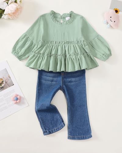 Image of Renotemy Baby Girl Clothes Toddler Girl Clothes Outfits Infant Clothing Jeans Pants Set Cute Clothes Set for Girls