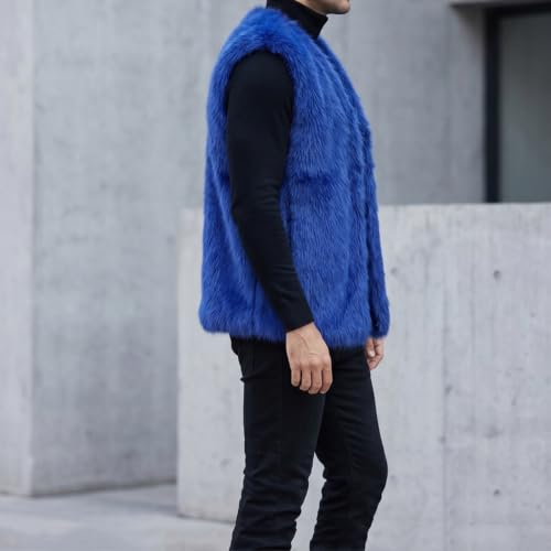Image of Colf Men's Winter Sleeveless Faux Fur Vest Short Coat | Mens Faux Fur Jacket, Short Coat , Sleeveless Waistcoat, Winter Overcoat, Fluffy