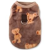 RIOSTUDIO 犬服 秋冬 XS～XXL 犬の服 Dカン付き 犬 猫 ドッグウェア タンクトップ ペット服 秋冬 熊ちゃん モコモコ ふわふわフリースベスト 防寒 暖かい 猫服 チワワ服 トイプードル服 ペット用品 脱毛保護 お散歩 お出かけ インスタ映え(①ブラウン,M)