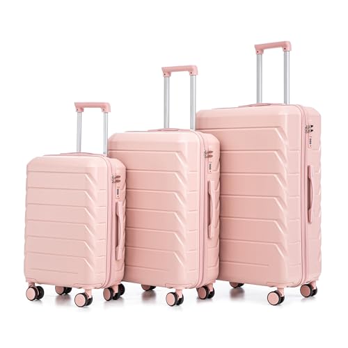 3-Piece Pink ABS Wheel Luggage Set - 20