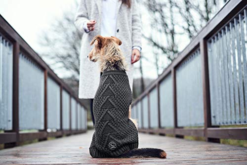 HUNTER Hundepullover MALMÖ, Farbe: anthrazit, klassisches Zopfstrick-Muster, wärmend & bequem, elastisch für optimalen Sitz, reflektierend für mehr Sichtbarkeit, waschbar bei 30°C, Größe: 30