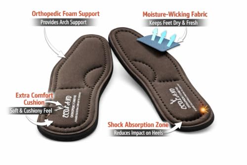 Image of Memory Foam Shoe Insoles Comfortable Insoles Supports Heel & Arch Absorbs Foot Sweat & Moisture Ultra Soft Cushioned Lightweight Durable Washable Pads for Men FORMAL SHOES INSOLE Black (1 Pair)
