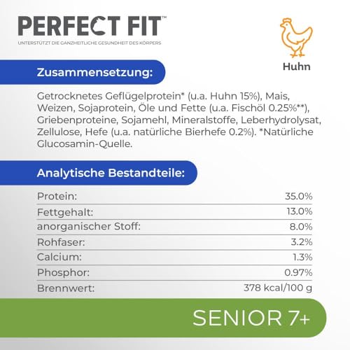 PERFECT FIT Senior Trockenfutter für ältere Katzen ab 7 Jahren - Huhn, 7 kg (1 Beutel)
