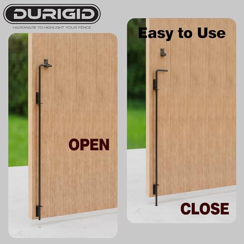 Image of 36 Inch Gate Cane Bolt Gate Ground Drop Rod, Heavy Duty Drop Rod Gate Latch for Wooden Vinyl Fence, Black Finished Cane Bolts for Gates, 1 Pack