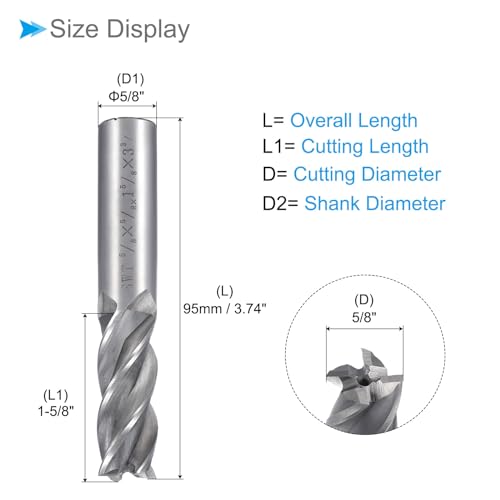 CoCud 4-Flute Spiral End Mill Bits, 5/8