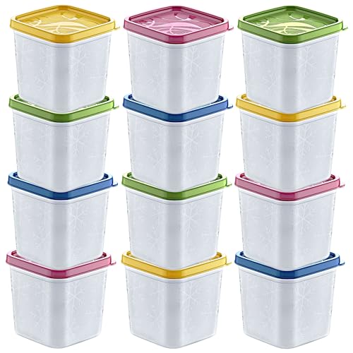 Annastore 12 x hochwertige Tiefkühldosen von -20°C bis + 100°C - Gefrierdosen - Luftdicht - Tiefkühlboxen - Gefrierboxen - Vorratsdosen (12 x 380 ml)