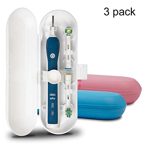Estuche de viaje para cepillo de dientes eléctrico Oral-B Pro Series, 3 paquetes (blanco, azul y rosa)