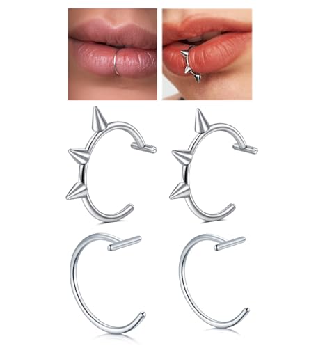 QWALIT Fake Nose Ring Fake Lip Piercing Fake Lip Ring Fake Nose Ring Hoop Fake Snake Bites Fake Lip Piercings Faux Lip Rings Fake Nose Piercing Clip on Nose Ring Spring2