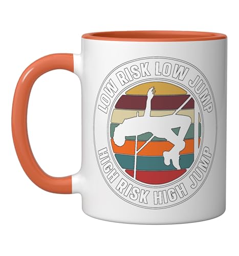Taza de cerámica con diseño High Jump en naranja y blanco miniatura 1