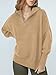 ANRABESS Women's Oversized Long Sleeve Collar 1/4 Zipper Drop Shoulder Ribbed Knit Slit Pullover Sweater 566shenxing-M Khaki