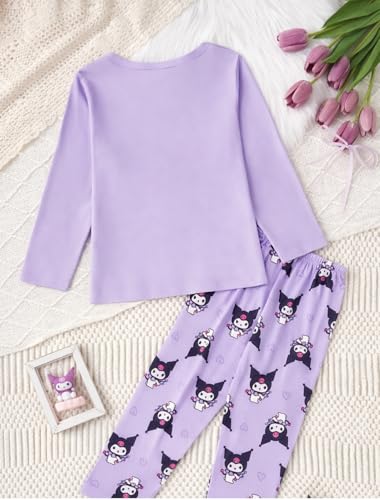 Image of SHRIMATE Apparels Cute Cartoon Character Girls Night Suit - Boutique Style Long Sleeve Graphic Cotton Blend Top and All-Over Print Pajamas