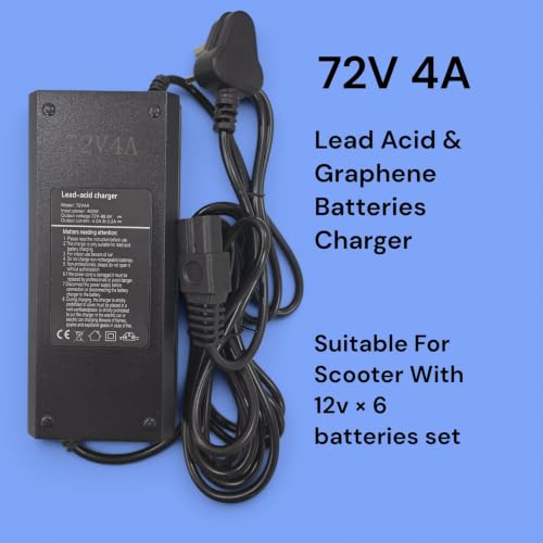 Image of Electric Scooter Charger 72V 4 AMP Grapheno | for Lead Acid Batteries & Graphene Batteries | for 6 Battery Scooter | Longest 4 Meter Wire | Fast Charging | Percentage Screen | AUTOCUT.