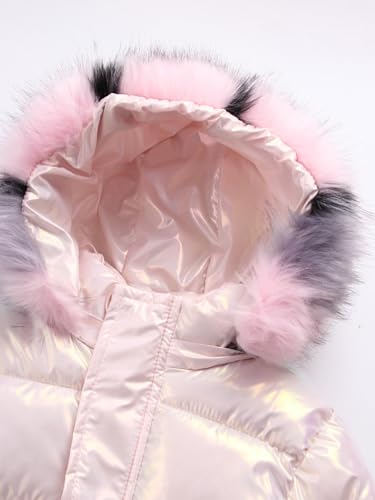 DINORMIN Little Girls' Warm Down Puffer Jacket Lightweight Winter Coat Fleece Snow Outwear Comfy Clothes4