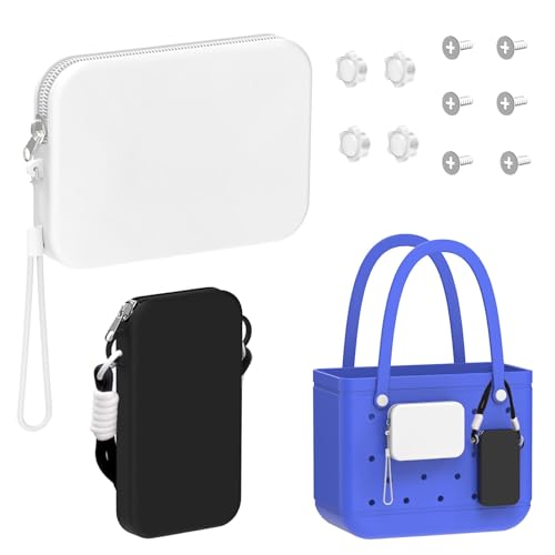 SEVENKA 2 Silicone Phone Holders for Bogg Bag Accessories Inserts, Secure Zipper Phone Case Holder Charms Compatible with Bogg Bags, Wallet Pouch Attachment for Beach Tote Bags