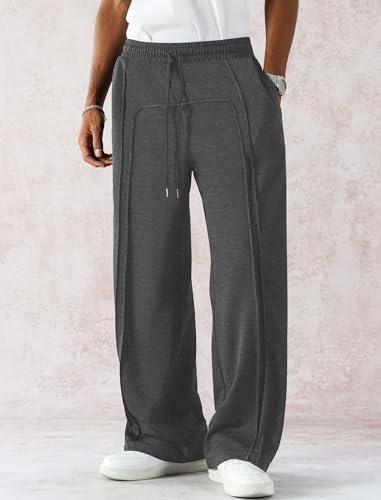 ZAFUL Mens Wide Leg Sweatpants Casual Straight Baggy Drawstring Loose Fit Sweats Basic Workout Track Pants with Pockets3