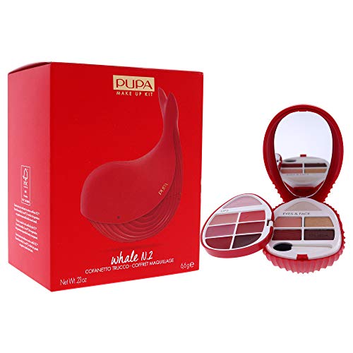 Pupa Milano Whale 2 Makeup Set - All-In-One Eyes, Lips And Face Kit - Perfect For Versatile Looks - Ideal For Travel Or Gift-Giving - Soft And Easy To Blend Pigmented Formulas - 003 Red - 0.23 Oz #TOP2