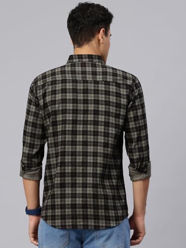 Image of Majestic Man Men Small Checkered Slim Fit Cotton Casual Shirt