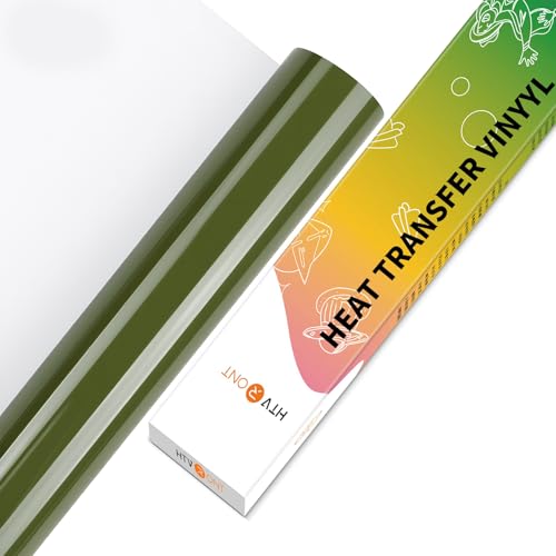 Image of HTVRONT HTV Vinyl Rolls Heat Transfer Vinyl - 12 inch x 5ft Olive Green HTV Vinyl for Shirts, Iron on Vinyl for All Cutter Machine - Easy to Cut & Weed for Heat Vinyl Design (Olive Green)