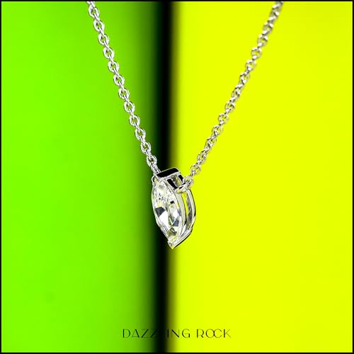 0.50 Carat (ctw) Marquise Lab Grown White Diamond or Cubic Zirconia Classic Solitaire Pendant with 18 inch Chain for Women in 925 Sterling Silver3