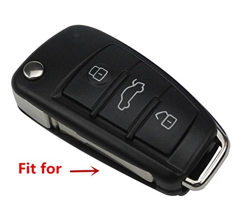 Happyit Silicone Car Remote Key Fob Shell Cover Case for Audi Sline A3 A5 Q3 Q5 A6 C5 C6 A4 B6 B7 B8 TT 80 S6 (Rose Red) - Image 2