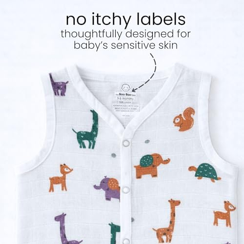 Image of The Boo Boo Club Unisex Organic Cotton Baby Jhabla|Pack of 4 Newborn Sleeveless Jabla|3 to 6 Months Infant Summer Wear|Soft&Breathable Muslin Fabric Easy Button Closure Regular Fit Vest,Multicolor