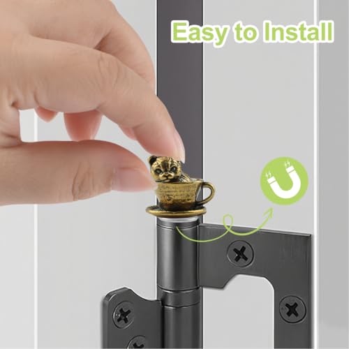 UFURMATE Hinge Head Home Decoration 3Pcs Magnetic Vintage Teacup Animal Decorative Topper for Hinges Creative Rabbit/Cat/Dog Hinge Heads Magnets Ornaments (Bronze) by UFURMATE - Used condition - Image 5