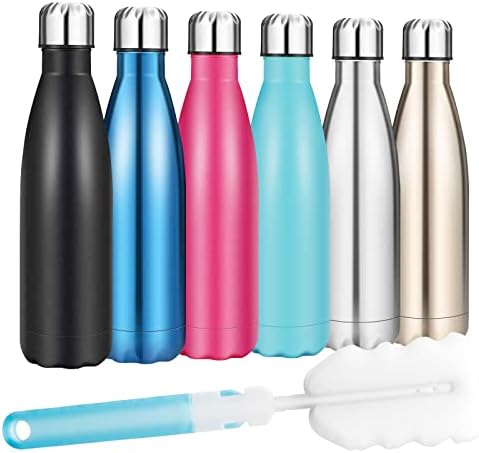 Insulated Water Bottle, Vacuum Stainless Steel & Vacuum Flask Comes with a Cleaning Brush -500ml Stainless Steel Vacuum Bottle, Double Wall Design, Standard Mouth, for Outdoor Sports-Black