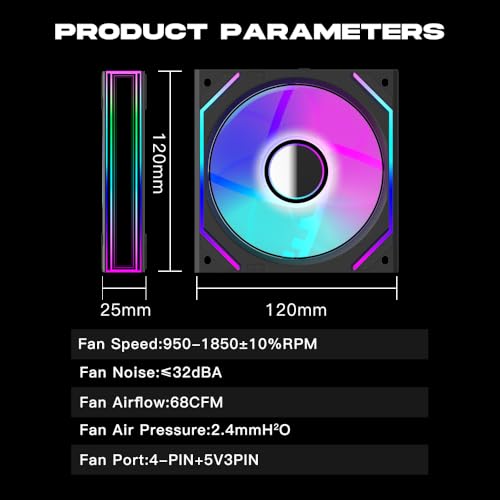 Image of JM-V2 120 Infinity Mirror ARGB Fan 120mm, Black, 1-Pack | Daisy-Chain, Computer Case PC Fans,1850RPM PWM