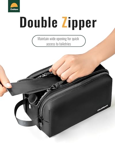 Travel Toiletry Bag for Men - Toiletries Mens Dopp Kit Waterproof Toiletry Bags Shaving Bag for Traveling, Lightweight Toiletries with Double Zippers (Black)3