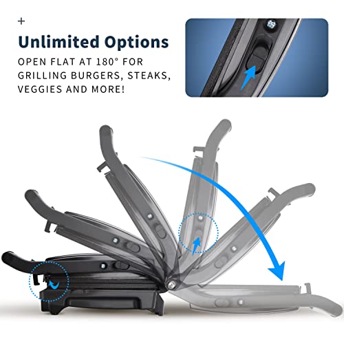 Panini Press Grill, Sandwich Maker With Non-Stick Plates, Opens 180 Degrees For Any Size, Indicator Lights, Electric Indoor Grill By Aigostar, Sliver #TOP3