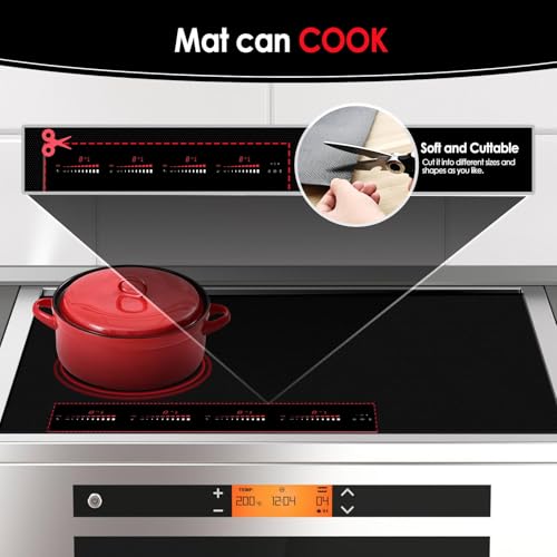 Large New Induction Cooktop Protector Mat 21.2x35.4 in,Silicone Fiberglass Magnetic Stove Scratch Protector, 300°C (572°F) Heat-Resistant, Non-Slip Pads Prevents Pot Sliding & Scratches by KitchenRaku - Used condition - Image 3