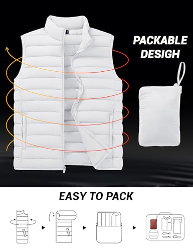 Cotrasen Men's Puffer Lightweight Vest Packable Outerwear Vest Warm Winter Outdoor Sleeveless Jacket for Travel Running3