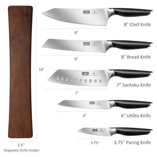 Image of HOSHANHO Knife Set with Magnetic Knife Holder, 6-Piece Kitchen Knife Set