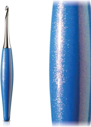Furls Crochet Hook, Odyssey Nickel Plated Tip for Effortless Glide, Crochet Hooks, Blue Ergonomic Handle (H - 5.0mm)