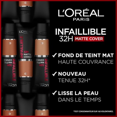 L'Oréal Paris - Fond de Teint Mat Haute Couvrance Waterproof - Longue Tenue - Léger & Matifiant - SPF 25 - Infaillible 32H Matte Cover - Teinte : 380 Sous-Ton Neutre - 30 ml