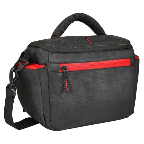 Image of Compact Captura Pro 0297 Camera Bag for DSLR & Mirrorless - Fits Nikon, Canon, Sony - Camera Bag for Travel - Shockproof Sling Case for Lens - Water-Resistant (Black Red)