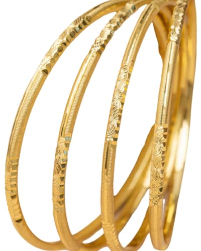 Image of Zeraki Jewels Gold Plated Designer Ruchi Bangle. (Set of 4)