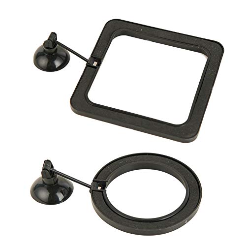 ZRDR Fish Feeding Ring, 2 Pack Black Aquarium Floating Food Feeder Circle Small Round and Square with Flexible Lever… - Image 7