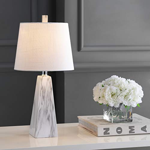 Jonathan Y Jyl1037A Owen 20.5" Resin Led Table Lamp, Contemporary, Modern, Elegant, Office, Living Room, Family Room, Dining Room, Bedroom, Hallway, Foyer, White Marble Finish #TOP1
