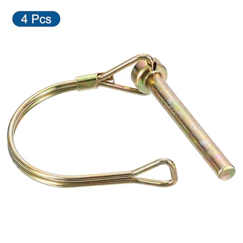 QUARKZMAN 4 Stück 1/4 x 2-3/16 Bolzen mit Ring, Anhängerstifte Runde Bolzen für Boot Kajak Anhänger Traktor Wagen, Golden