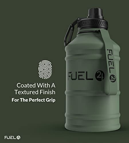 Image of Fuel24 Stainless Steel Jug - 1.3 or 2.2 Litre Water Bottle - Extra Strong, BPA Free, Leak Proof - Large Gym Sports Bottle, 1.3L, 2.2L, Metal Bottle - Colour Options