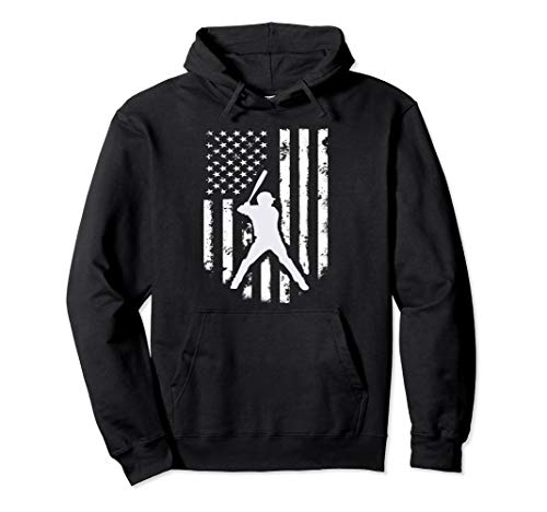 American USA Flag Baseball Hoodie Distressed Hooded Top Gift
