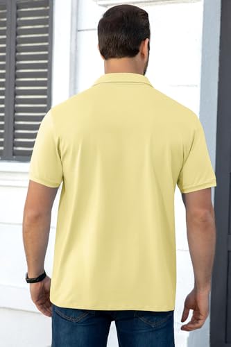 Polo para hombre de manga corta con rayas contrastantes y cuello, con bolsillo | Polos casuales de verano con botones miniatura 5