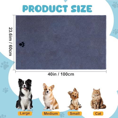 Microfiber Dog Towels for Drying Dogs,40'' X 23.6'', Super Absorbent and Soft Pet Grooming Towel, Perfect Shower & Bath Supplies for Dogs(2-Pack Grey) - Image 3