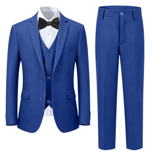 Image of Boys' Formal Suit 5 Piece Slim Fit Suits for Boy Kids Tuxedo Toddler Wedding Ring Bearer Outfit Teen Communion Dress