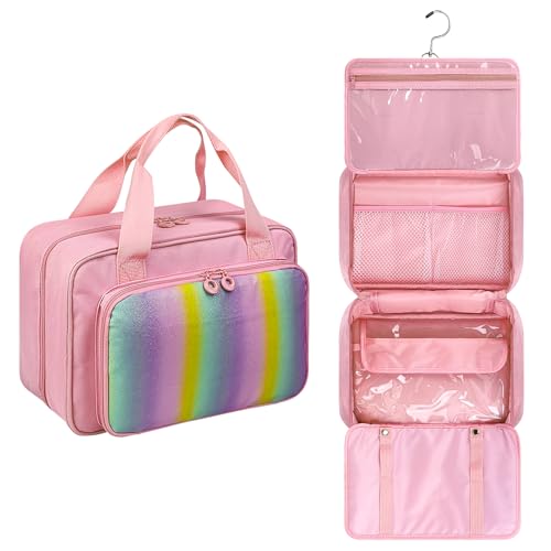 Reise-Kulturbeutel zum Aufhängen, Aufbewahrungstasche für Haar-Accessoires, Organizer für Mädchen, Reise-Organizer für Haarspangen, Stirnbänder, Haargummis und Krawatten – Kulturbeutel mit Haken, Pink Reise-Kulturbeutel zum Aufhängen, Aufbewahrungstasche für Haar-Accessoires, Organizer für Mädchen, Reise-Organizer für Haarspangen, Stirnbänder, Haargummis und Krawatten – Kulturbeutel mit Haken, Pink