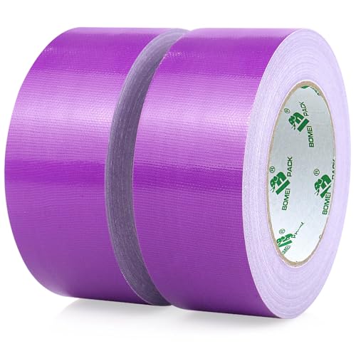 BOMEI PACK 2-Pack Purple Heavy Duty Duct Tape Strong Adhesive 2 Inch x 35Yd Duct Heavy Duty Waterproof All Weather Duct Tape No Residue Sealing for Indoor&Outdoor Repair